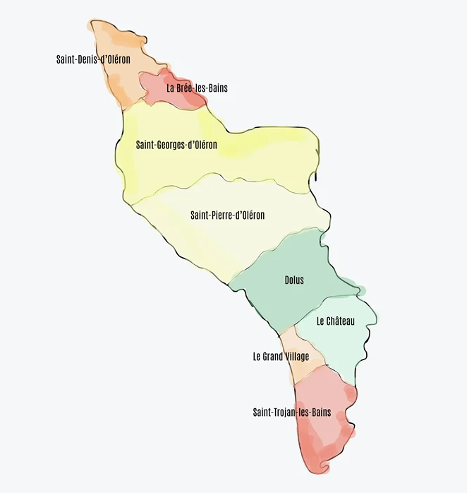 Carte des prix au m² des communes d'Oléron en 2026 Carte des prix au m² des communes d'Oléron en 2026